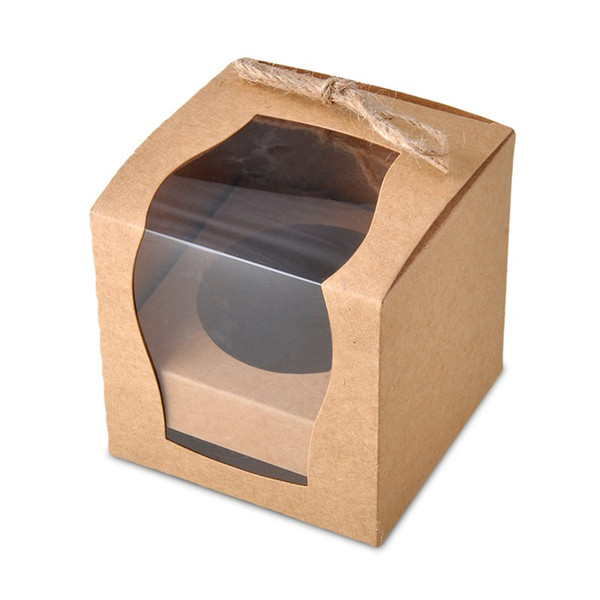 Wholesale- 12pcs/Lot Cupcake boxes with PVC window Christmas Party Birthday Wedding Favor Kid Gift Candy Box Kraft paper Christmas supplies