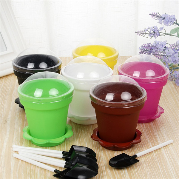 Potted Plant Cake Cup Originality Flowerpot Mousse Ice Cream Potting Cups With Cover Shovel Pot Cakes 0 75jm gg