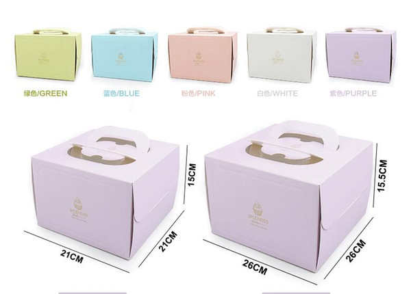 6 inch and 8 inch Portable Handle Bakery Cake Boxes European Gold Foil Biscuit Cake Box 5 Color Mousse Cookies Pastry Packaging Boxes