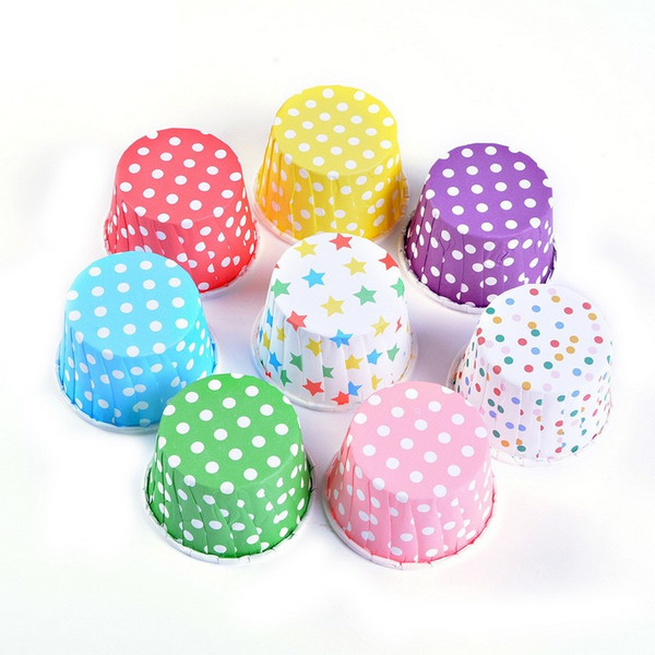 100pcs/Lot Round Bucket Paper Cake Cups Muffin Mould Disposable Bake Cake Wrap Cute Mini Cake Tray 10 Lots DHL