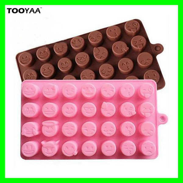 28 Grids Creative Emoji Expression Baking Molds Cute QQ Silicone Molds For Cake Chocolates Candy Ice Emoji Kitchen Baking Tools