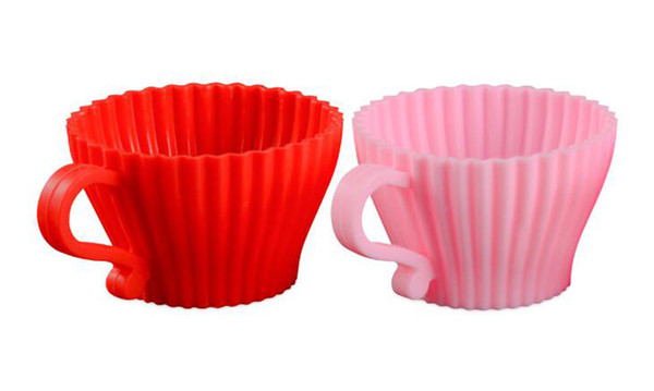 New Soft Round Silicone Cake Mold with Handle Muffin Chocolate Silicone Mold Cupcake Liner Baking Cup Mold Egg Tart Cup 100pcs