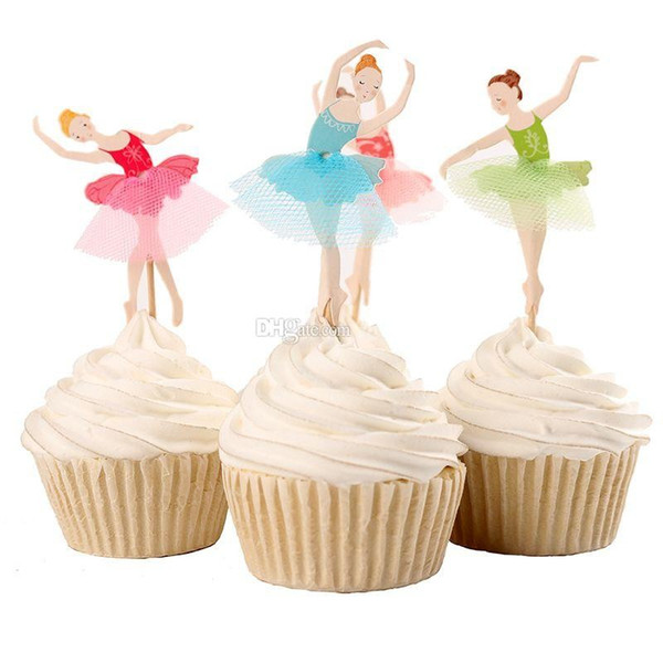 Beautiful Ballet Girl Cupcake Wrappers Decorating Inserted Card Stands For Birthday and Xmas Decoration Supplies free shipping