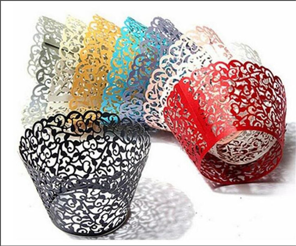 2000pcs Cupcake Wrappers Cartridge Lace Laser cut Cake Paper Cup Cupcake Wrapper Wedding Party Cake baking Cup holder G445