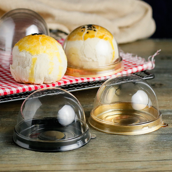 Round Plastic Cake Box Single Individual Moon Cake Tray Boxes Plastic Mooncake Pvc Boxes Food Gift Packaging Boxes