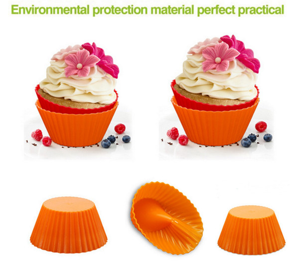 New Hot sale! Round shape Silicone Muffin Cupcake Mould Case Bakeware Maker Mold Tray Baking Cup Liner Baking Molds