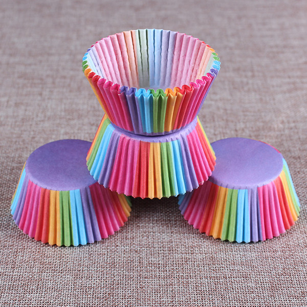 100 pcs/set rainbow cupcake paper liners Muffin Cases Cup Cake Baking egg tarts tray kitchen accessories Pastry decorating Tools