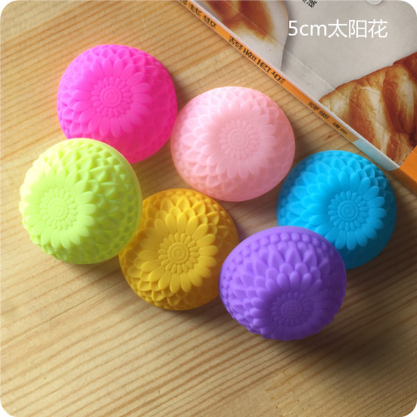 Flower Shap Silicone Muffin Cake Cupcake Cup Cake Mould Case Bakeware Maker Mold Tray Baking Diameter 5cm DHL Free Shipping