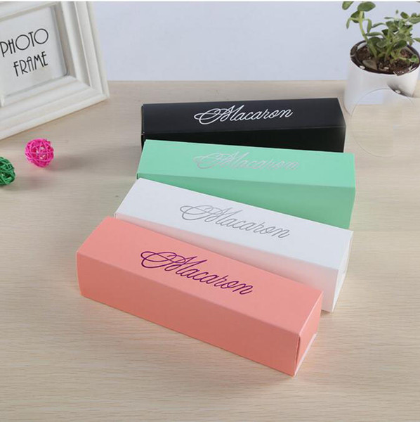 Macaron Box Cake Box Biscuit Muffin Box 20.3*5.3*5.3cm Black Blue Green White 4 Color
