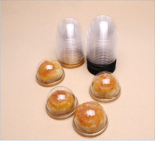 Round Plastic Cake Box Single Individual Moon Cake Tray Boxes Plastic Mooncake Pvc Boxes Food Gift Packaging Boxes