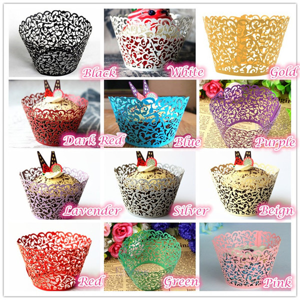 DHL 1000piece Cupcake Paper Wrappers Cup Cake Wrapper Cartridge Lace Laser cut Cake Cup Wedding Party baking Cupcake Wrapper Cup holder