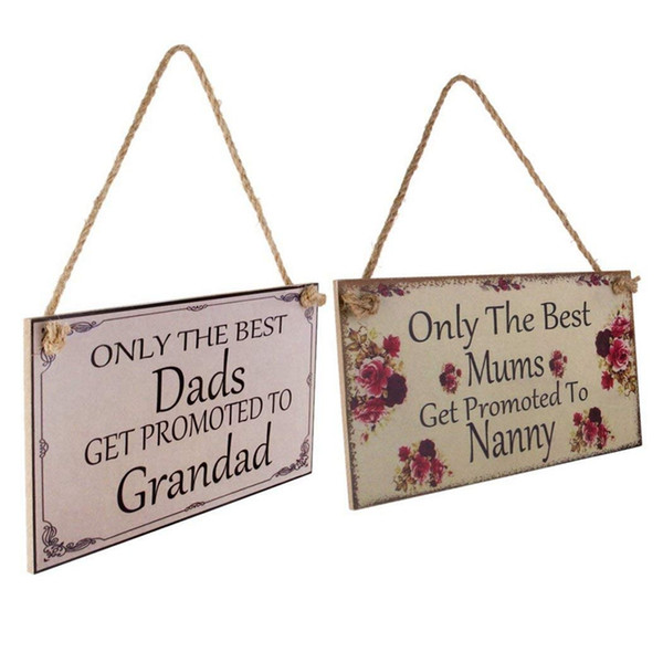 Only The Best mums get promoted to Nanny Only The Best Dads Get Promoted To Grandad Wooden Plaque hangers gifts for fathers day Mothers Day