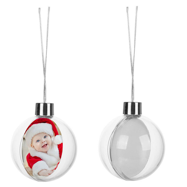 sublimation christmas ornaments big round 8.5cm ball shape personalized custom consumables supplies heart transfer printing material gifts