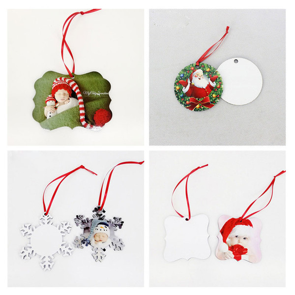 sublimation mdf round square charm snow Bone christmas ornaments decorations heart transfer printing diy blank consumable xmas new style