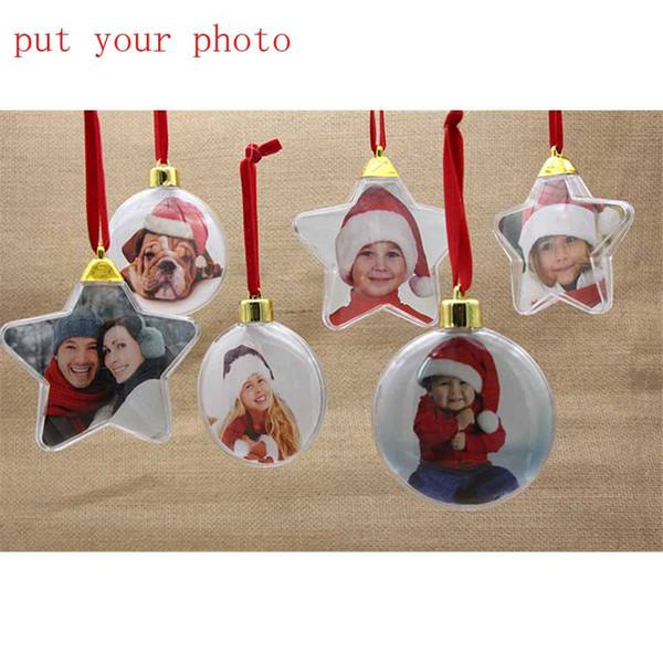 christmas ball personalized custom photo Christmas Decorations DIY material two shapes five stars and round