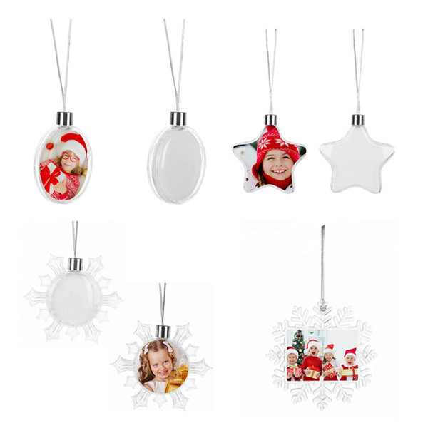 sublimation christmas ornaments snowflake star round ball shape personalized custom consumables supplies heart transfer printing material