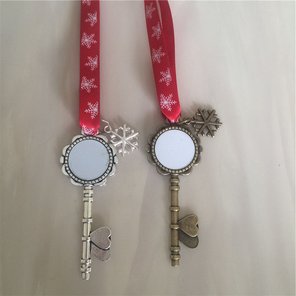 sublimation santa claus key Christmas Decorations with red snow rope hot transfer printing blank gifts new style 20mm