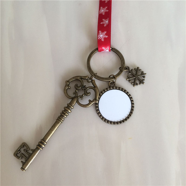 sublimation santa claus key with red snow rope hot transfer printing blank christmas decorations gifts new xmas style wholesales