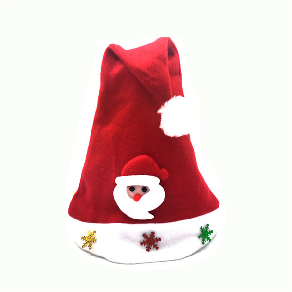 10 pieces / lot Red cap Santa Claus Hat With Mini Snowflake Christmas Hat For Children New Year Party Celebration Decoration