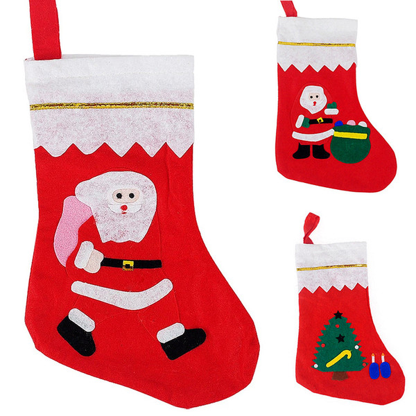 12Pcs Lovely Christmas Stocking Decoration Santa Claus Snowman Deer Tree Christmas Gift Bag Candy Bags Indoor Xmas Decor Sock