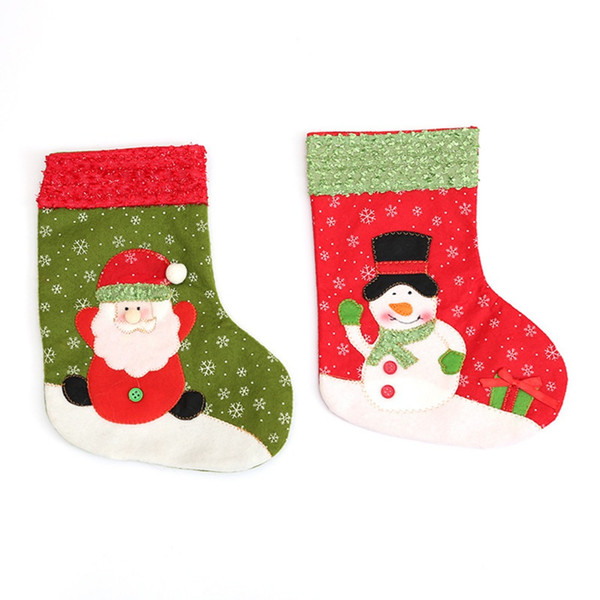 4Pcs /Lot Coloful Santa Claus Christmas Socks Christmas Tree Hanging Ornaments Decoration Xams Products Supplies Candy Bags