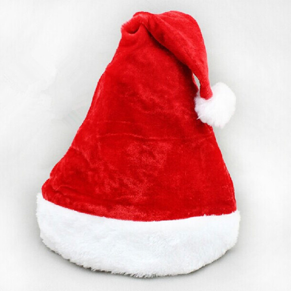 10Pcs /Lot Red Christmas Ornaments Adult Flannelette Plush Christmas Hats Santa Hats Children Cap For Chiristmas Party Props