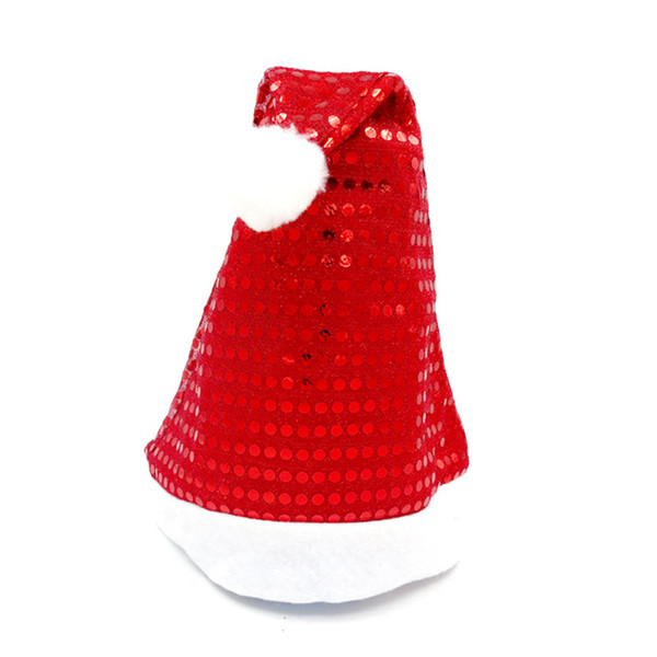 12Pcs /Lot Glitter Red Santa cap Claus Headwear Shining Sequins Design Christmas Hats Festival Party Accessories Hx 562