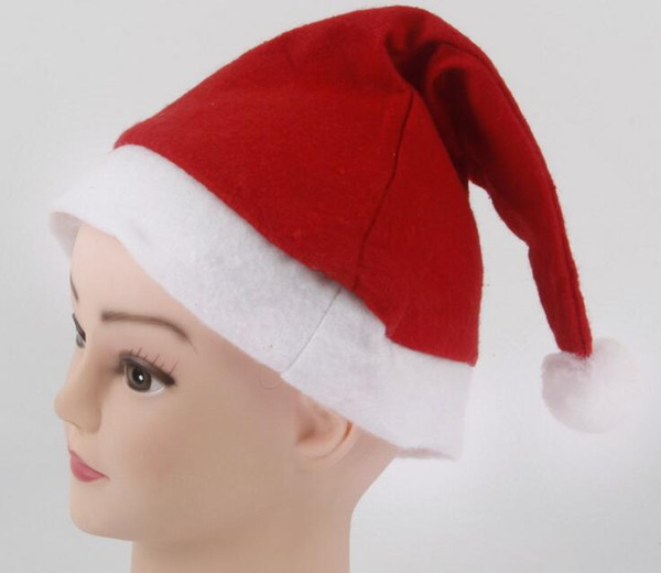 100Pcs / lot Christmas Hat Adult Children Christmas Cap Red Non -Woven Cloth Hat For Costume Christmas Decoration Gift