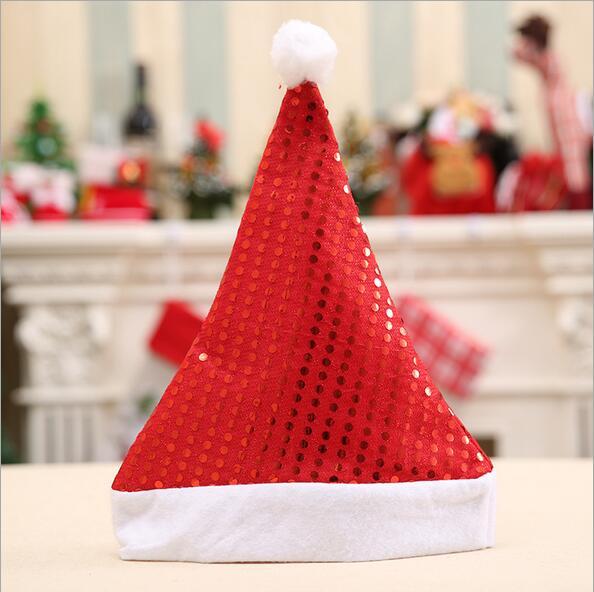 24Pcs /Lot Hot Sale 5Colors Beautiful Sequin Christmas Hat High Christmas Hat Christmas Party Supplies Ornaments