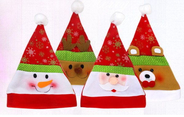 10 pieces / lot Christmas Decoration cap caps High Grade Cartoon Santa Hats Christmas Party All Adult Children Can Wear It