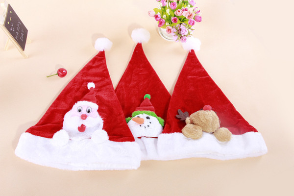 5 pieces / lot Christmas Hat Pleuche Mask Cap Deer Santa 'S Snowman Hats Party Hat Christmas Gifts Home