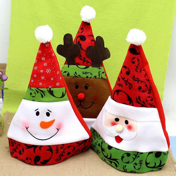 3 pieces / lot Christmas Party Decoration Santa Claus Hat Soft cap Warm Both Children And Adults Can Wear Christmas Gifts