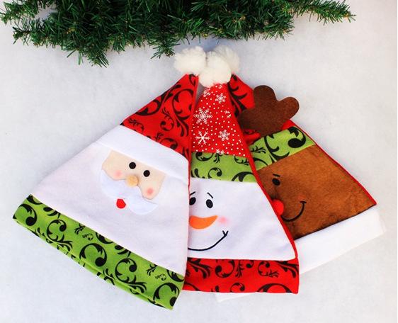 12Pcs /Lot Christmas Santa Claus cap Hat Snowman Elk Hats Caps For Adult And Children Wholesale Xmas New Year 'S Gifts Home Party Supplies