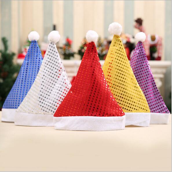 12 pieces / lot 5 Colors Beautiful Sequin Christmas Hat cap Christmas Hat Christmas Party Supplies Ornaments