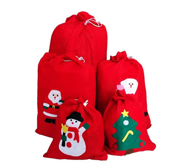 Merry Christmas Decoration Santa Claus Kids Candy Bag Home Party Decor Gift Sack Drawstring Storage 4 Sizes For Kids Children