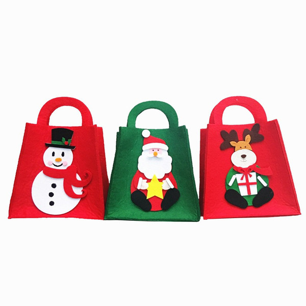 Christmas decorations DIY Party Christmas cute small Felt cloth Santa Claus Candy gift handbag ornaments high quality Party Supplie wholesal