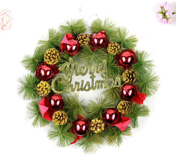 2018 Christmas cute Pine cones 40cm wreath Red pine ball Christmas decorations present DIY Party Christmas home decor high quality wholesale