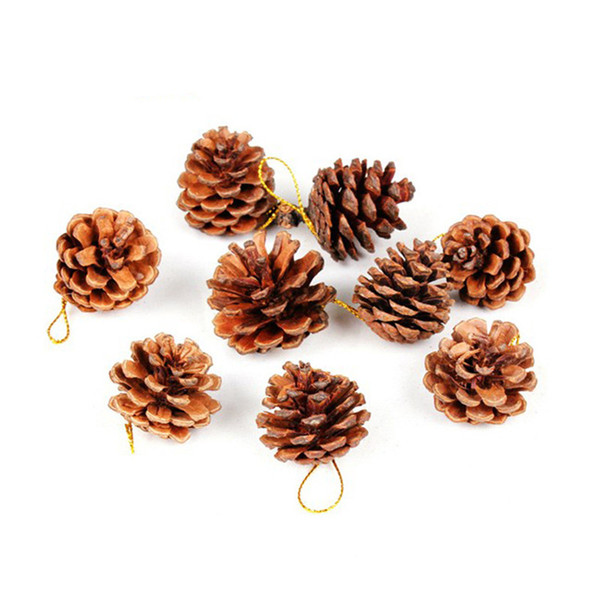 new Christmas decorations 9pcs/bag cute Christmas tree Decorative natural Pine nuts DIY Party high quality Pendant Party Supplie wholesale