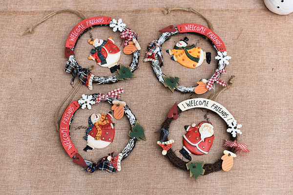 Handmade High Quality Christmas Ornament Flower Ornament Shop Shop Door Wall Hanging Soft Ceramics Santa Claus Flower Ring