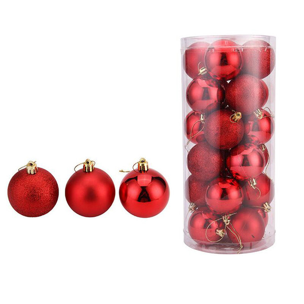 6cm 24Pcs/pack Hot Christmas Tree Ornaments Multi-color Christmas Ball Plastic Gift Ball for Xmas Holiday Decoration