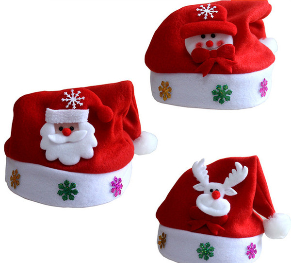 Christmas Hat For Kids Adult Gifts Cartoon Applique Santa Claus Deer Snow Designs Christmas Hats Holiday Supplies