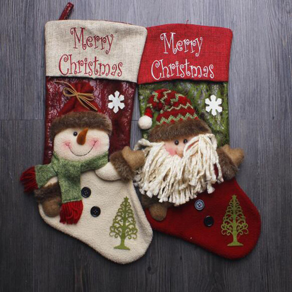 43*22CM Merry Christmas Sockings Santa Claus Snowman Socks Party Gift Candy Bag For Kids Oversize Christmas Sockings High Capacity Storage