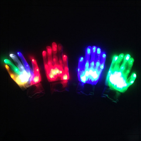 LED Glowing Gloves Christmas Decorations For Gift Colorful Rainbow Finger Light Party Club Bar Decorations Performance Stage Property