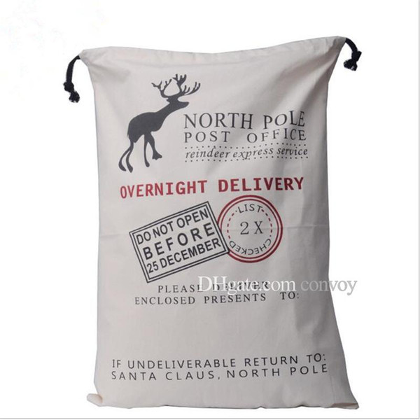 New Christmas Gift Bags Large Volume Heavy Canvas Bag Santa Sack Drawstring Bag With Reindeers Santa Claus Sack Bags for kids CFB01