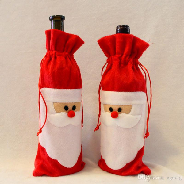 HOT Santa Claus Red Wine Bottle Cover Bags Christmas Table Dinner Decoration Home Party Decors For Merry Christmas gift Free DHL FedEx