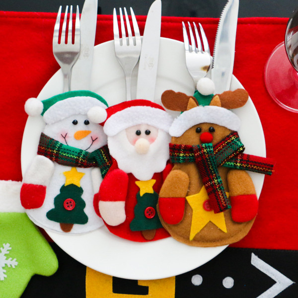 Christmas knives and forks Cutlery set Santa bags for party Christmas Tree candy Decor Supplies Kids Christmas gift Free DHL FedEx