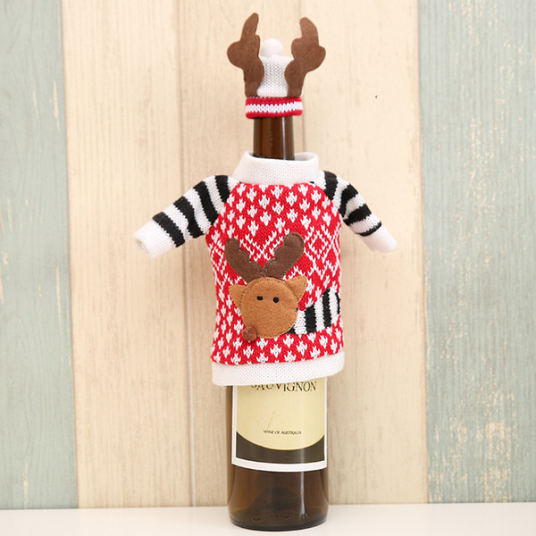 Christmas Decoration Supplies Red Wine Bottle Cover Wool Bags Decoration Home Party Santa Claus Christmas artigos de natal