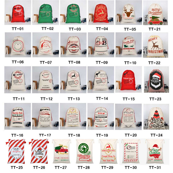 32 STYLES Christmas Gift Bags 2018 new Christmas Bag Drawstring Bag With Reindeers Santa Claus Sack Bags for Santa Sack kid bag