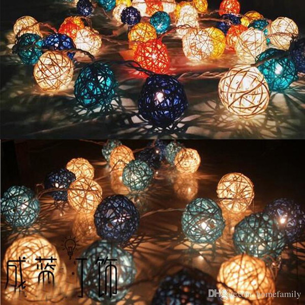 20 Leds Rattan ball Tring Decoration Light For Party Wedding Led Twinkle Lighting Christmas Decoration Bedroom Decoration Lights String