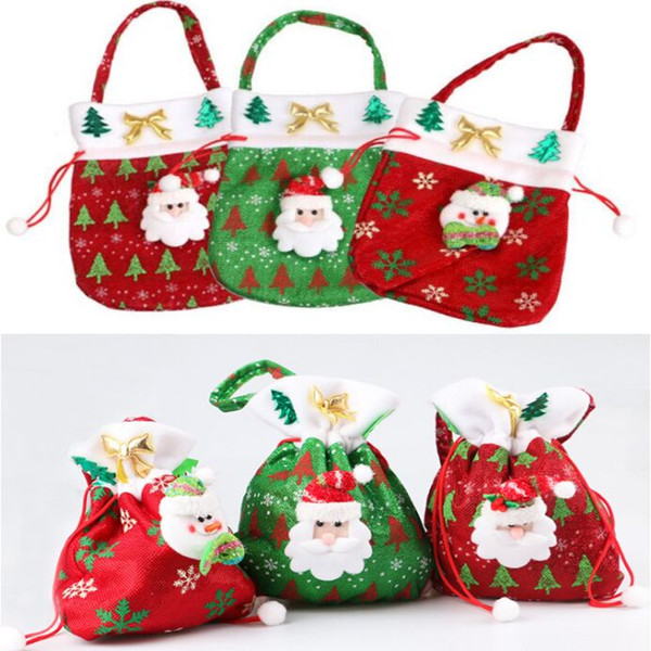 Christmas Candy Bags Ornaments Sequins Embellished Non Woven Christmas Bag Fabrics Party Gifts For Kids Candy Bag Christmas gift